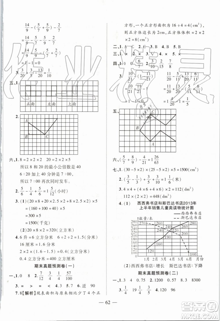2019年全程無(wú)憂期末沖刺奪分卷年級(jí)數(shù)學(xué)下冊(cè)人教版參考答案