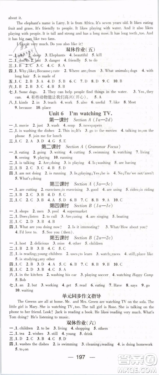 鴻鵠志文化2019年名師測控七年級數(shù)學下冊RJ人教版參考答案