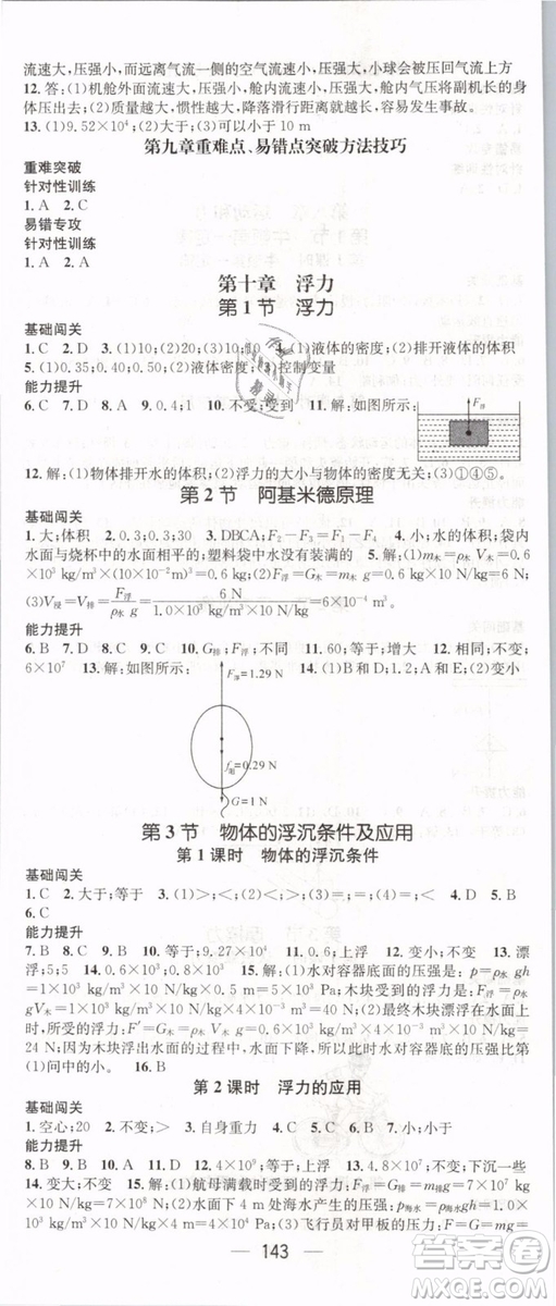 2019年名師測(cè)控八年級(jí)物理下冊(cè)RJ人教版參考答案