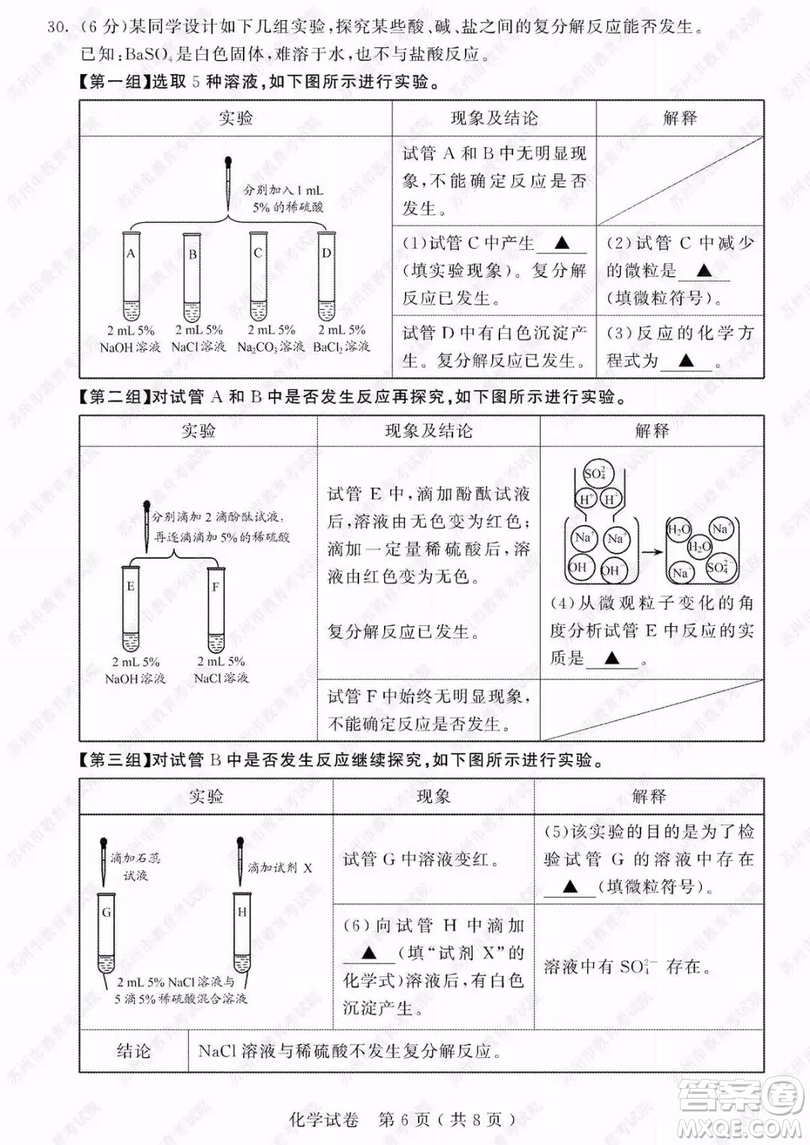 2019年蘇州市中考化學試題及參考答案
