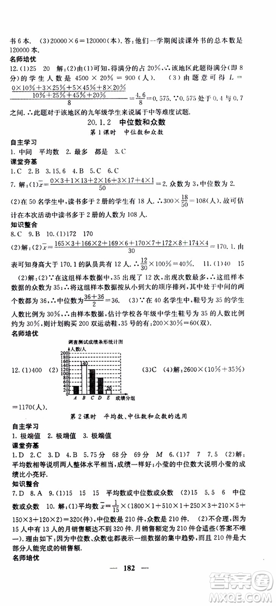 2019年版名校課堂內(nèi)外八年級下冊數(shù)學(xué)人教版參考答案