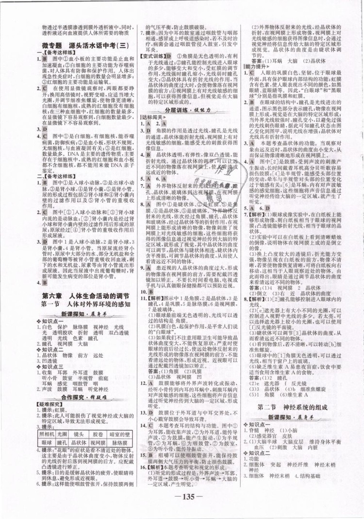 2019版金榜學(xué)案7年級(jí)下冊(cè)生物人教版參考答案