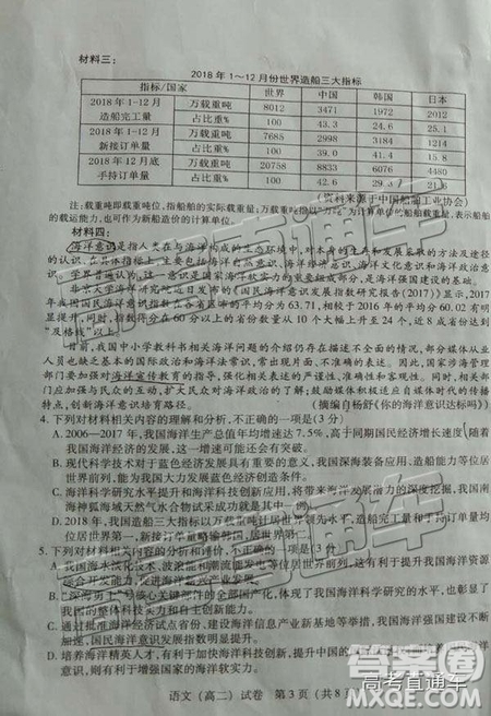 2019年泉州市高二下學(xué)期期末質(zhì)檢語(yǔ)文試題及答案