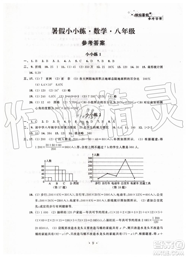 江蘇鳳凰科學(xué)技術(shù)出版社2019年暑假小小練八年級(jí)語(yǔ)文數(shù)學(xué)英語(yǔ)物理合訂本參考答案