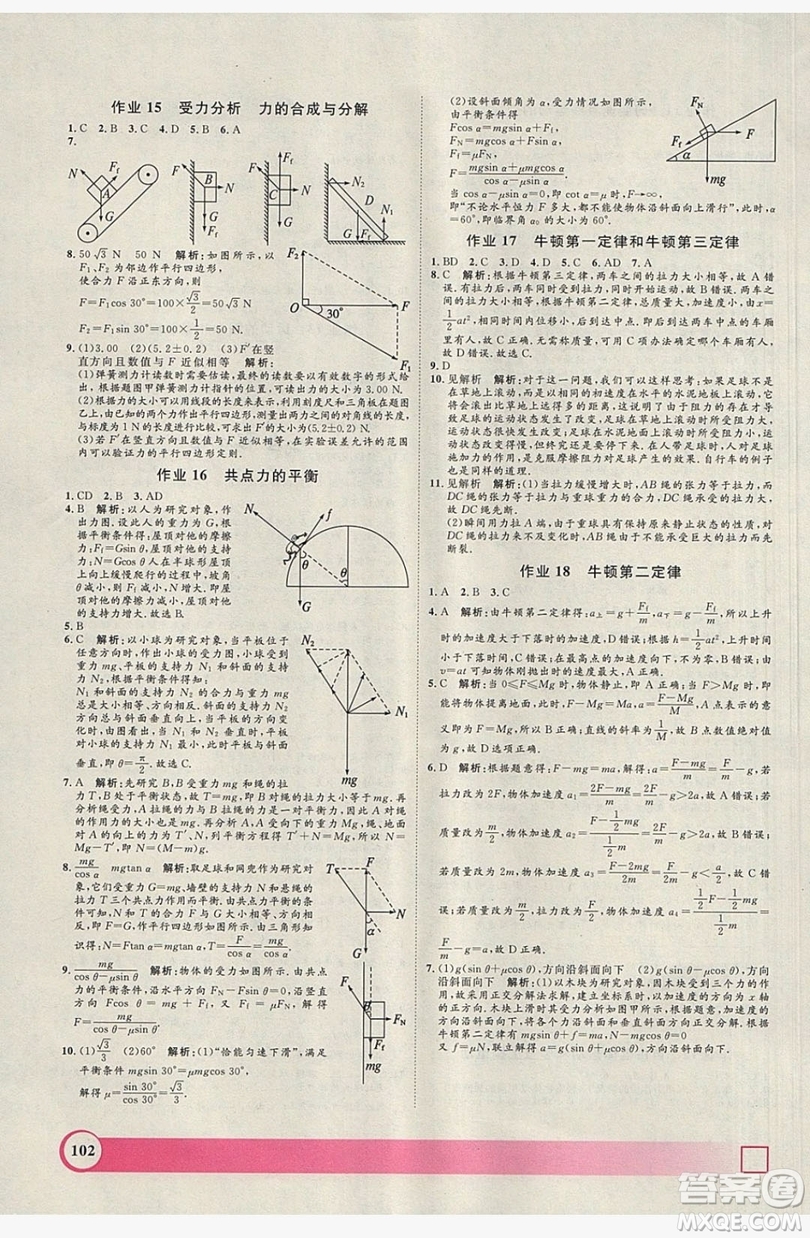 上海大學出版社2019鐘書金牌暑假作業(yè)導與練高二物理上海專版答案