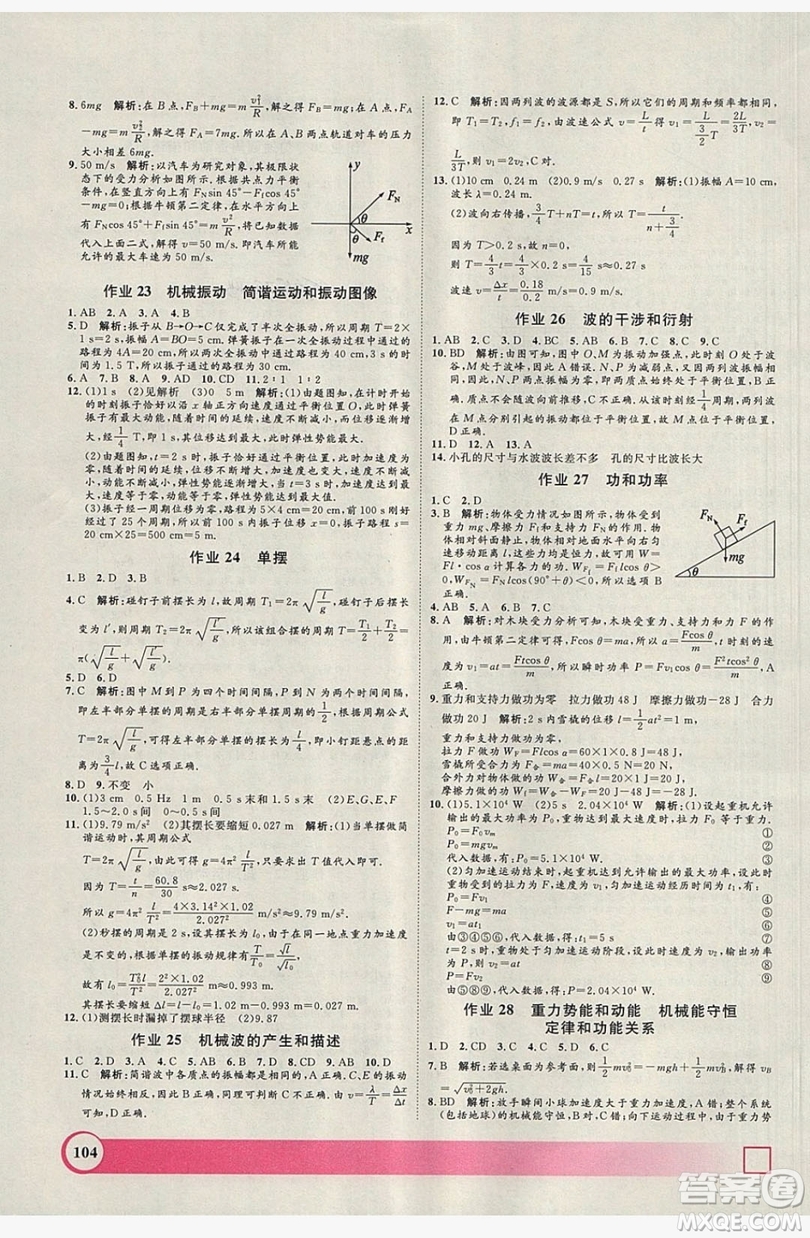 上海大學出版社2019鐘書金牌暑假作業(yè)導與練高二物理上海專版答案