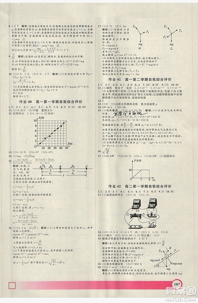 上海大學出版社2019鐘書金牌暑假作業(yè)導與練高二物理上海專版答案