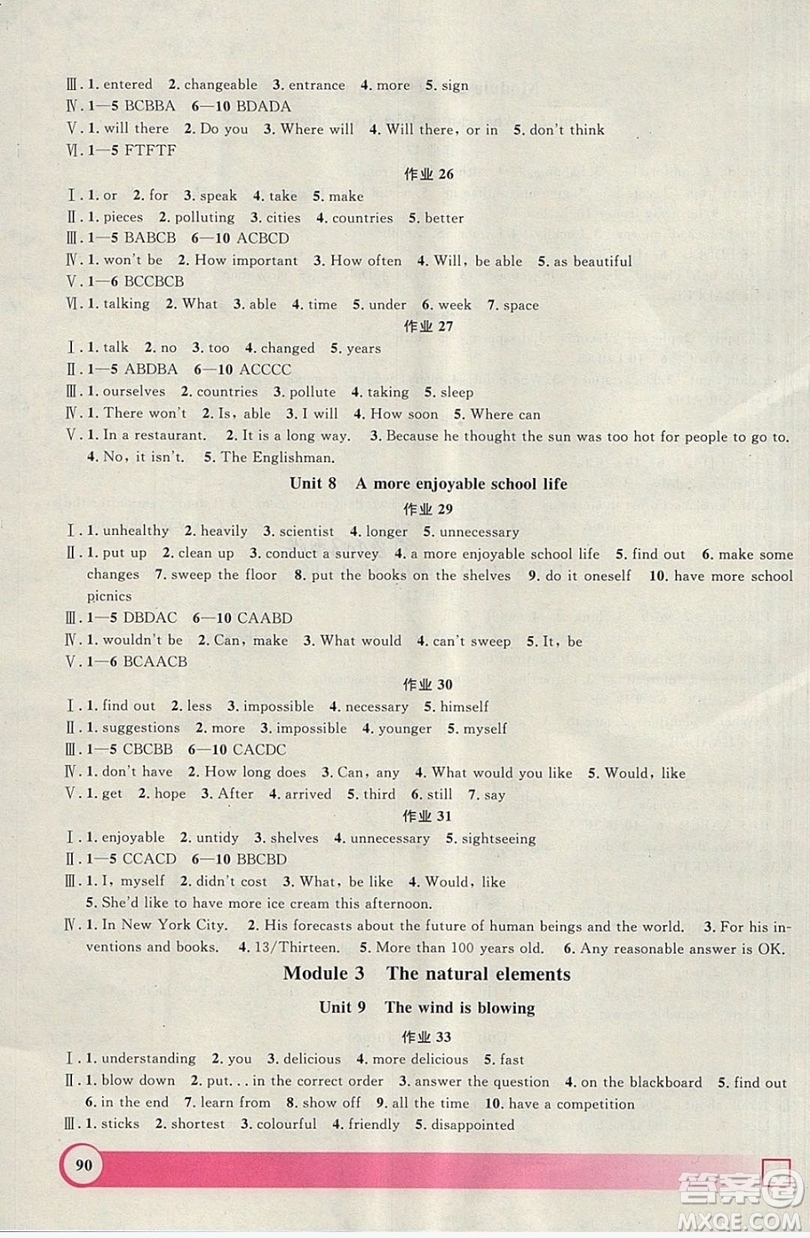 上海大學(xué)出版社2019年鐘書(shū)金牌暑假作業(yè)導(dǎo)與練七年級(jí)英語(yǔ)上海專版答案