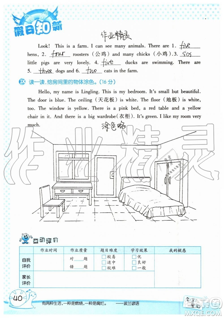 暑假學(xué)習(xí)與生活2019年假日知新四年級(jí)英語學(xué)習(xí)版參考答案