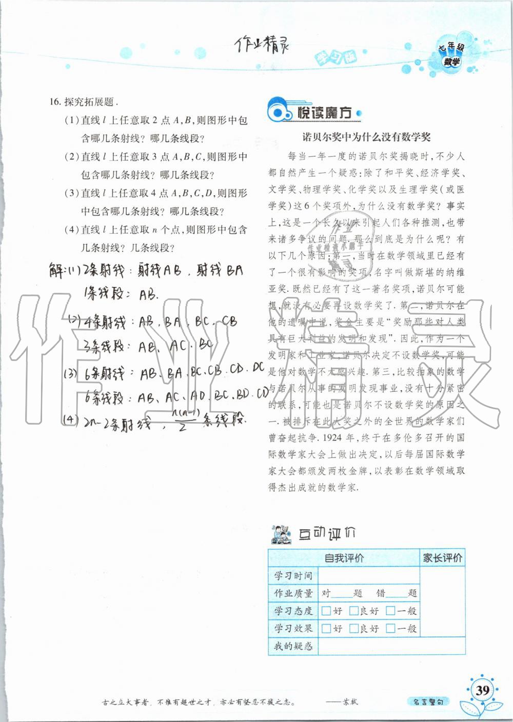 暑假學(xué)習(xí)與生活2019年假日知新七年級(jí)數(shù)學(xué)學(xué)習(xí)版參考答案