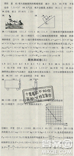 華章教育2019年暑假總復(fù)習(xí)學(xué)習(xí)總動(dòng)員人教版八年級(jí)物理參考答案