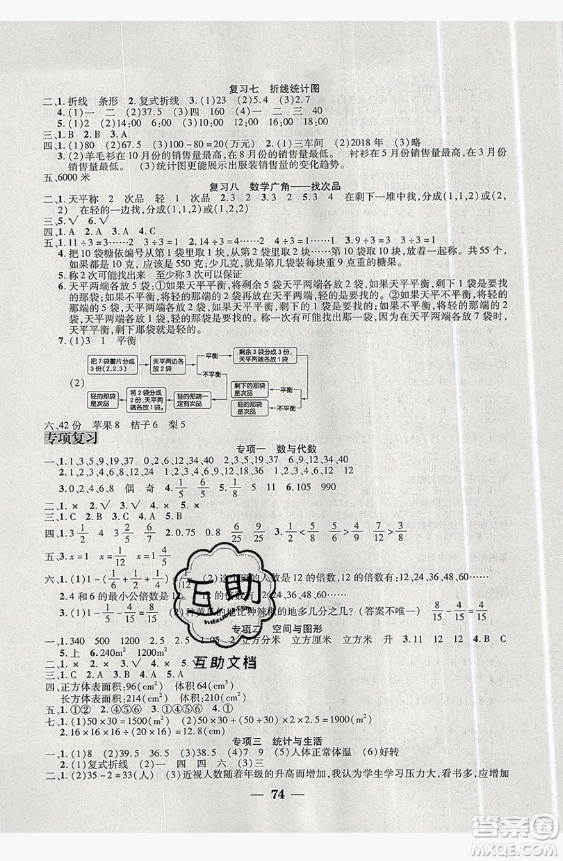 2019中原農(nóng)民出版社快樂(lè)暑假快樂(lè)學(xué)五年級(jí)數(shù)學(xué)人教版答案