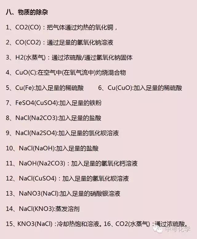 初中化學知識點大全 初中化學必備知識點