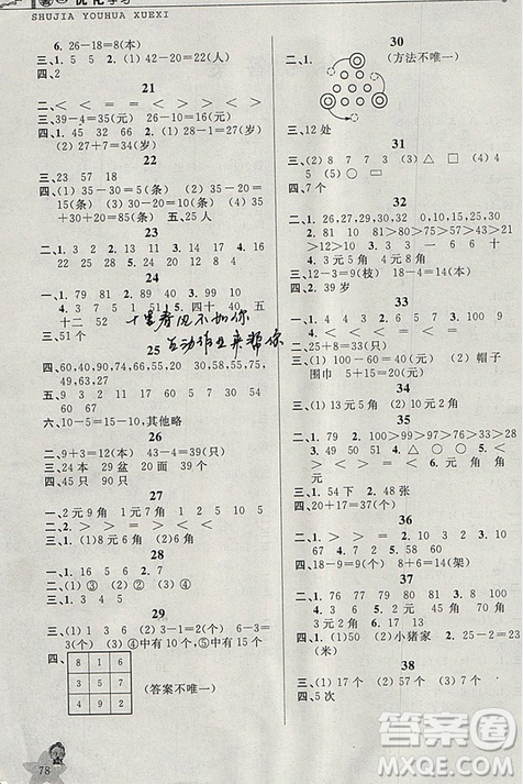 藍(lán)天教育2019年暑假優(yōu)化學(xué)習(xí)一年級(jí)數(shù)學(xué)人教版參考答案