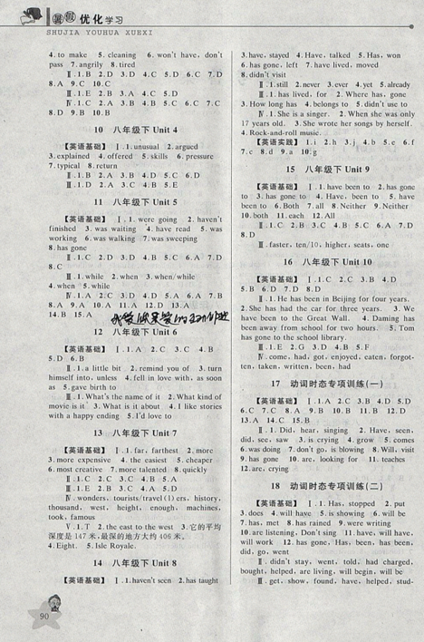 藍天教育2019年暑假優(yōu)化學習八年級英語R人教版參考答案