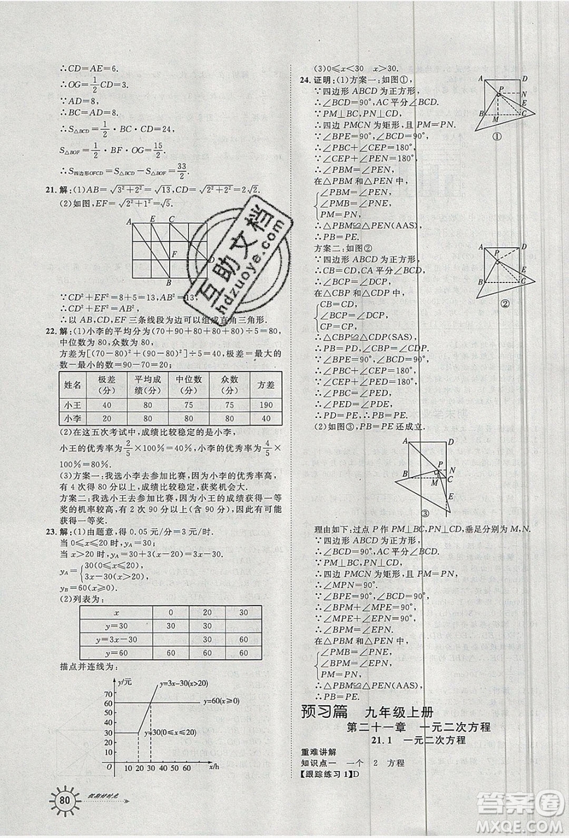魯人泰斗2019假期好時光暑假訓練營八升九數(shù)學人教版答案