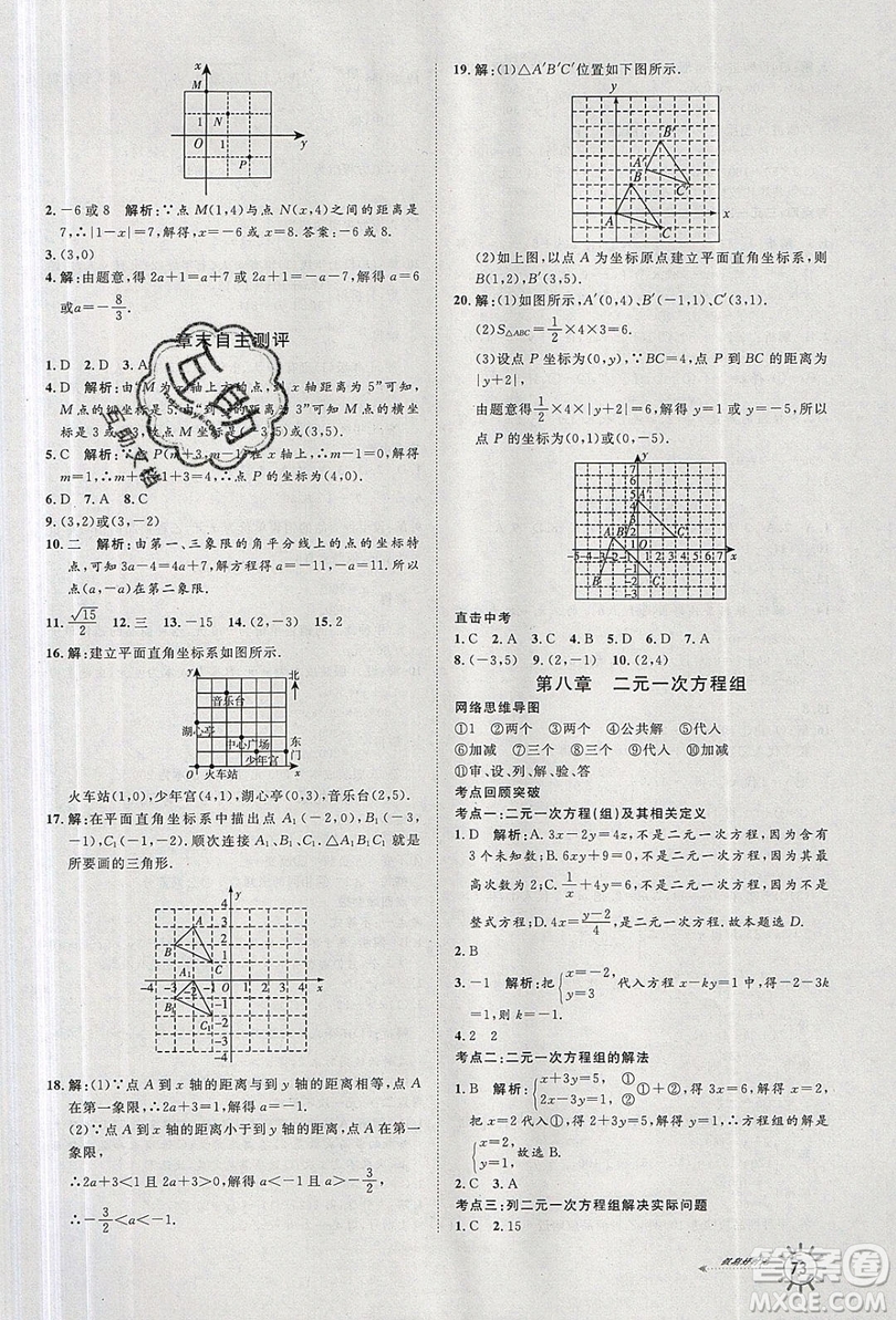 2019魯人泰斗假期好時(shí)光暑假訓(xùn)練營(yíng)七升八年級(jí)數(shù)學(xué)人教版答案