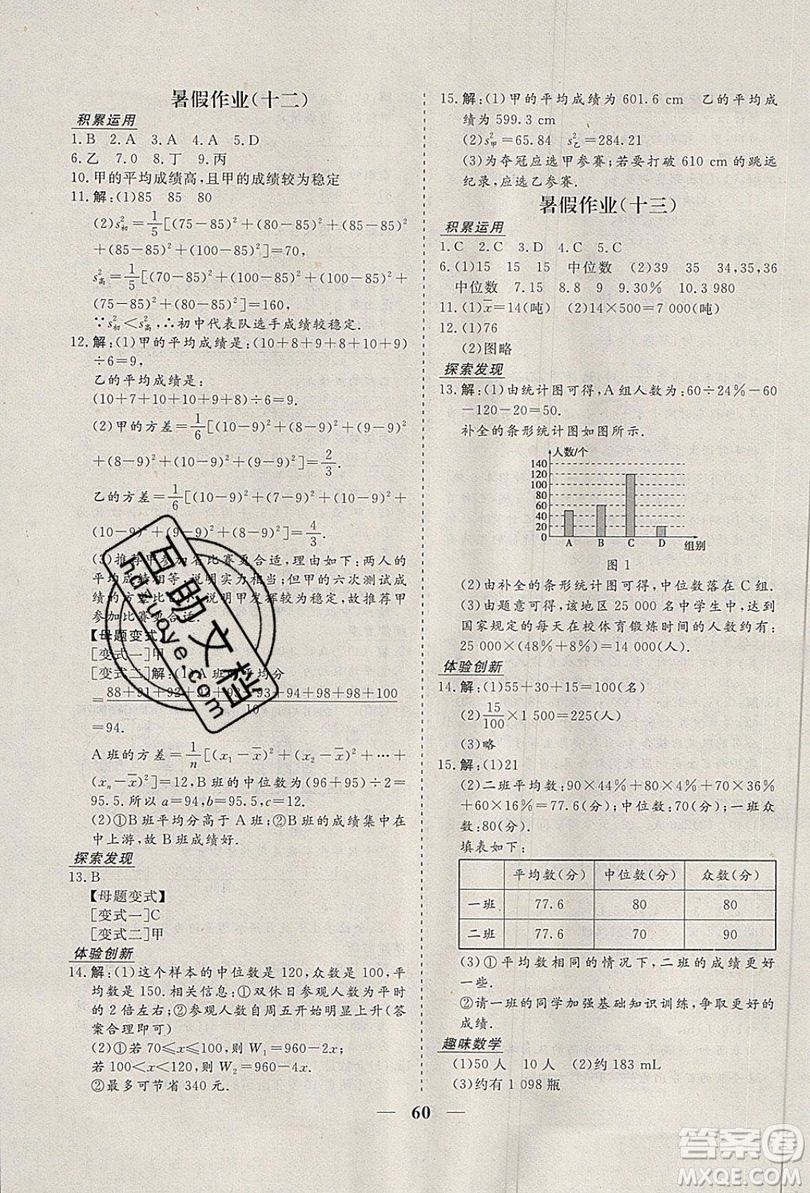 2019優(yōu)化方案假期作業(yè)歡樂共享快樂假期八年級數(shù)學(xué)人教版答案