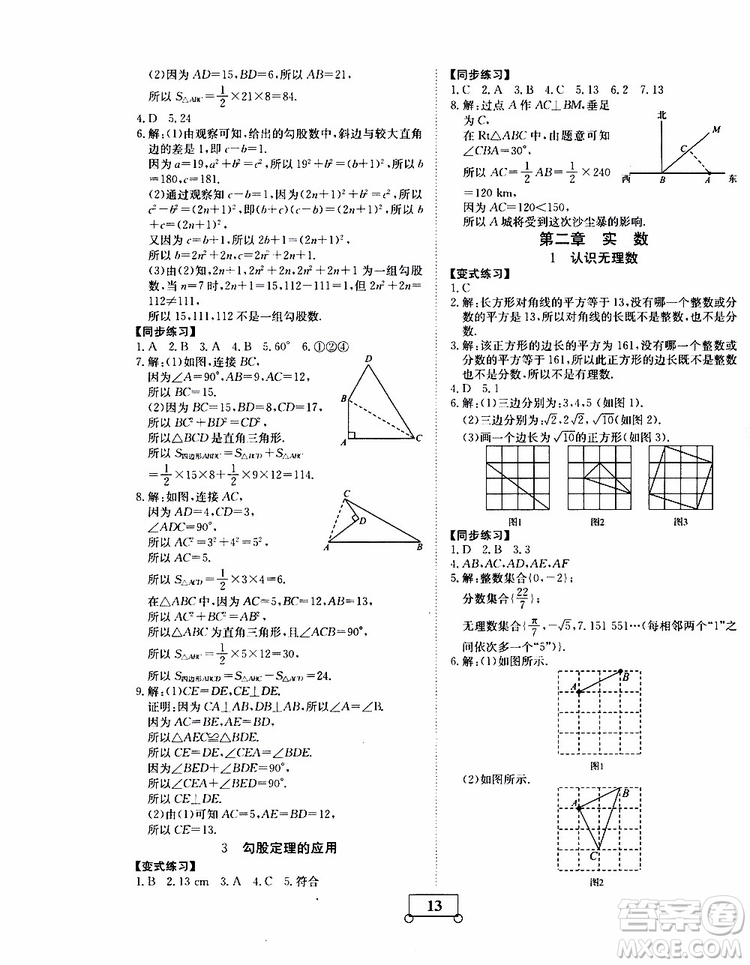 2019年假期作業(yè)假期系統(tǒng)總復(fù)習(xí)七年級(jí)數(shù)學(xué)BS北師版期末暑假專用答案