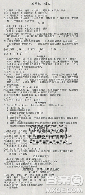 2019年假期特訓(xùn)年度總復(fù)習(xí)暑假五年級數(shù)學(xué)參考答案
