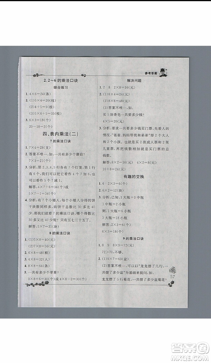 黃岡小狀元2019年解決問題天天練二年級上數(shù)學參考答案