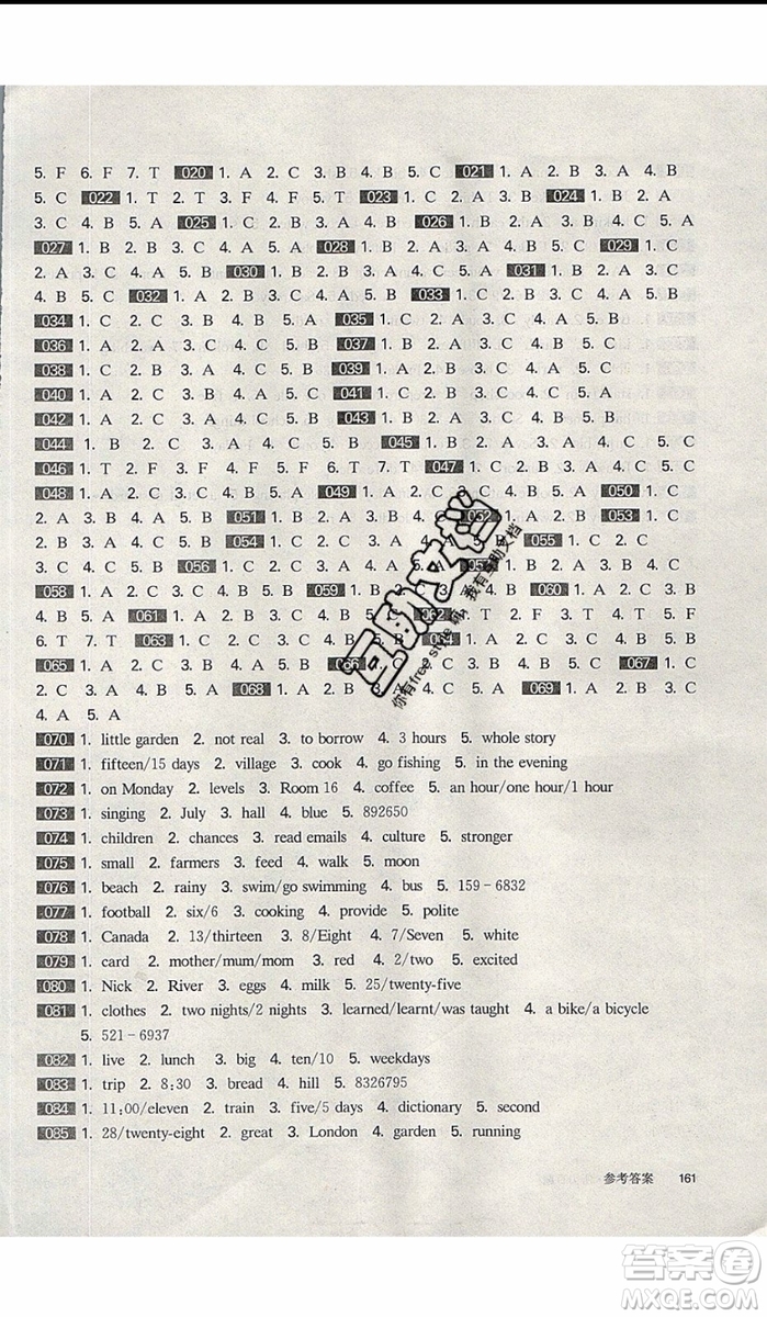 2020版百題大過關(guān)中考英語聽力百題修訂版參考答案