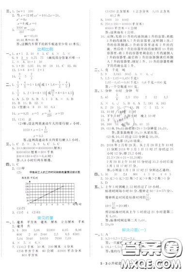 2019小學(xué)數(shù)學(xué)53小升初總復(fù)習(xí)考前講練測(cè)參考答案