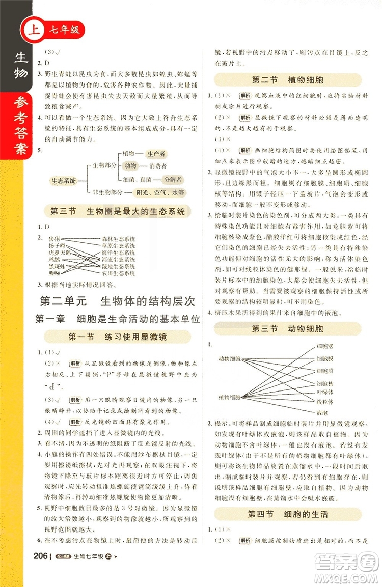 1+1輕巧奪冠2019課堂直播七年級(jí)上冊(cè)生物人教版答案