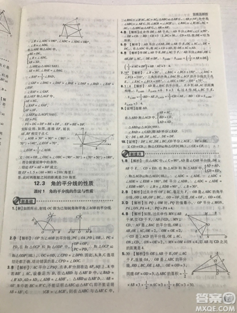 開明出版社2019新版初中必刷題八年級上冊數(shù)學人教版答案