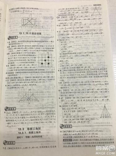 開明出版社2019新版初中必刷題八年級上冊數(shù)學人教版答案