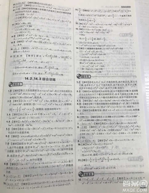 開明出版社2019新版初中必刷題八年級上冊數(shù)學人教版答案