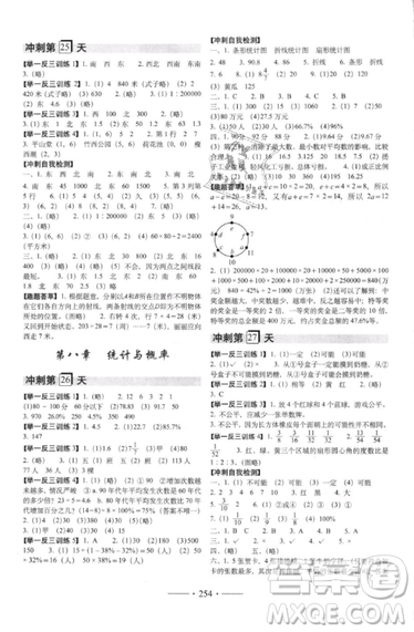 2019小考必備考前沖刺46天數(shù)學升學總復(fù)習六年級銜接教輔參考答案