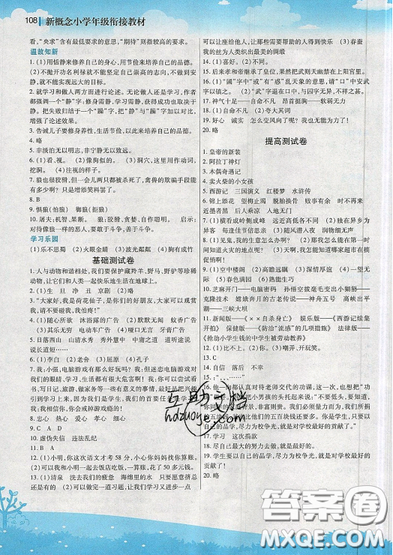2019新概念小學(xué)年級銜接教材暑假銜接作業(yè)小升初語文參考答案