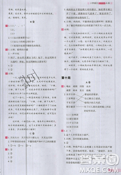 2019秋新版木頭馬閱讀小卷小學語文2年級A版參考答案