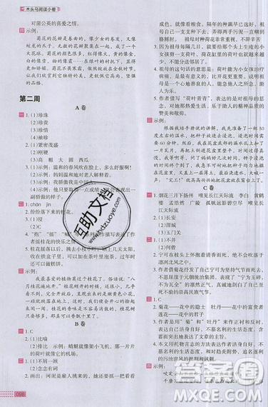 2019秋新版木頭馬閱讀小卷小學(xué)語文5年級(jí)A版參考答案