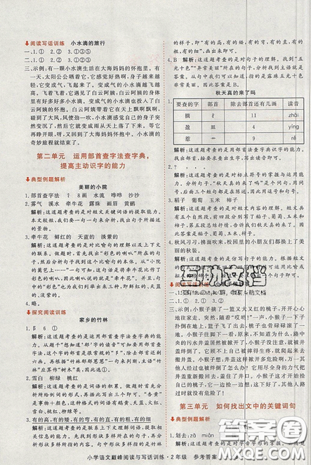 2019最新版新視野海之星小學(xué)語(yǔ)文巔峰閱讀與寫話訓(xùn)練二年級(jí)參考答案