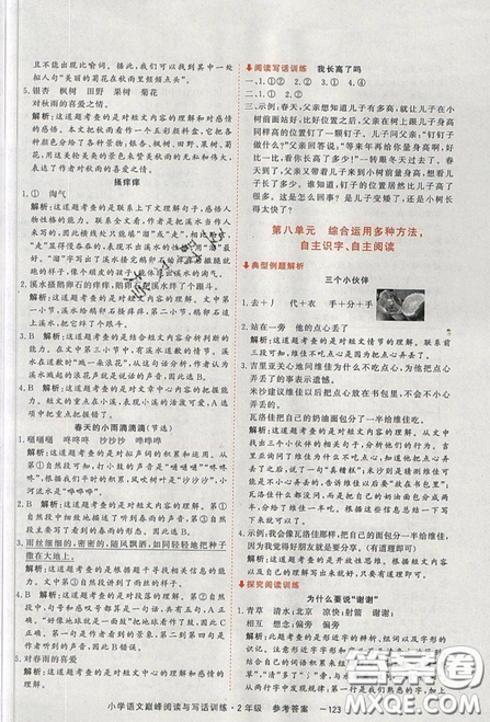 2019最新版新視野海之星小學(xué)語(yǔ)文巔峰閱讀與寫話訓(xùn)練二年級(jí)參考答案