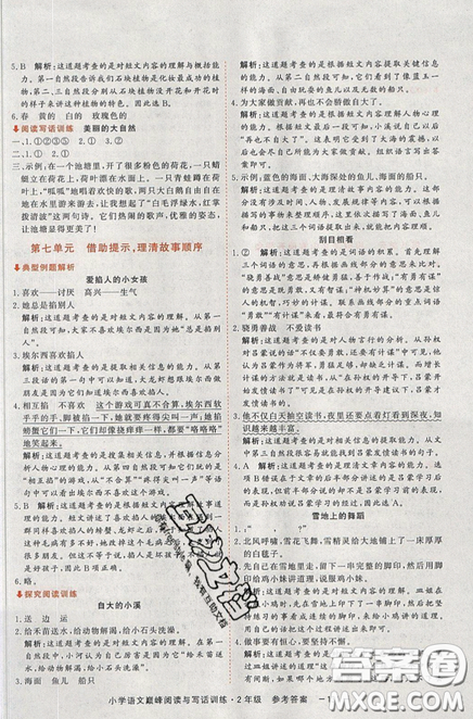 2019最新版新視野海之星小學(xué)語(yǔ)文巔峰閱讀與寫話訓(xùn)練二年級(jí)參考答案