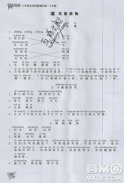 文化發(fā)展出版社2019銳閱讀小學(xué)語文閱讀巔峰訓(xùn)練二年級參考答案