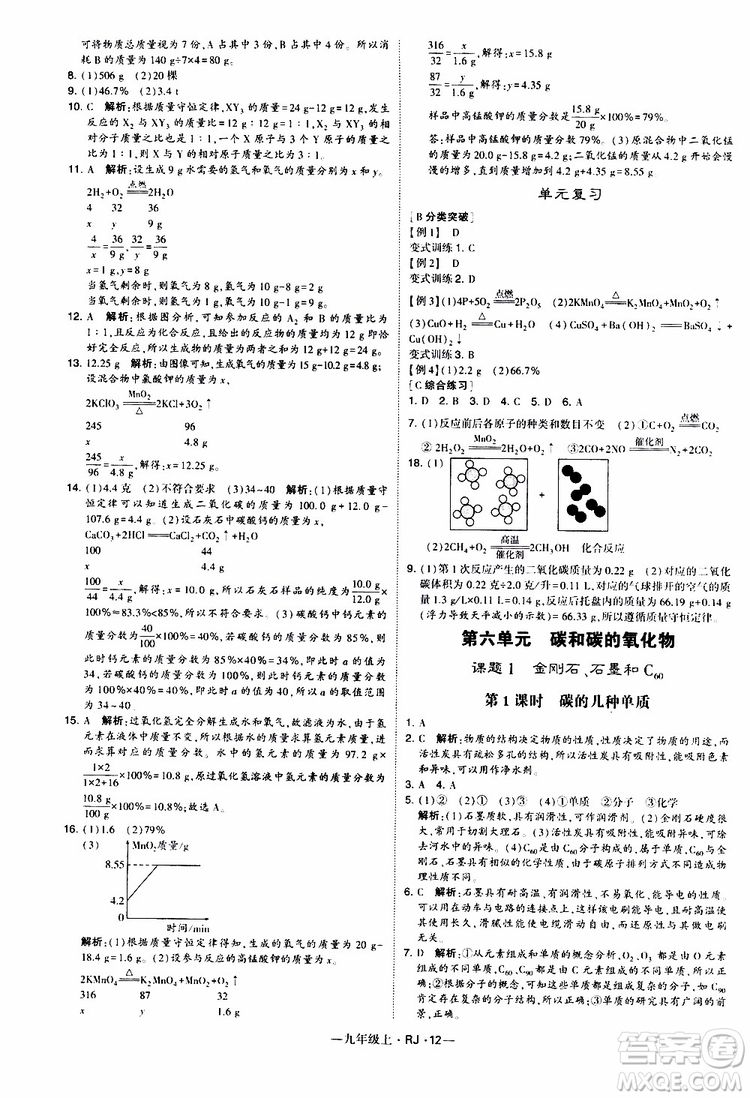 2019年經(jīng)綸學(xué)典學(xué)霸題中題化學(xué)九年級上冊人教版RJ版參考答案