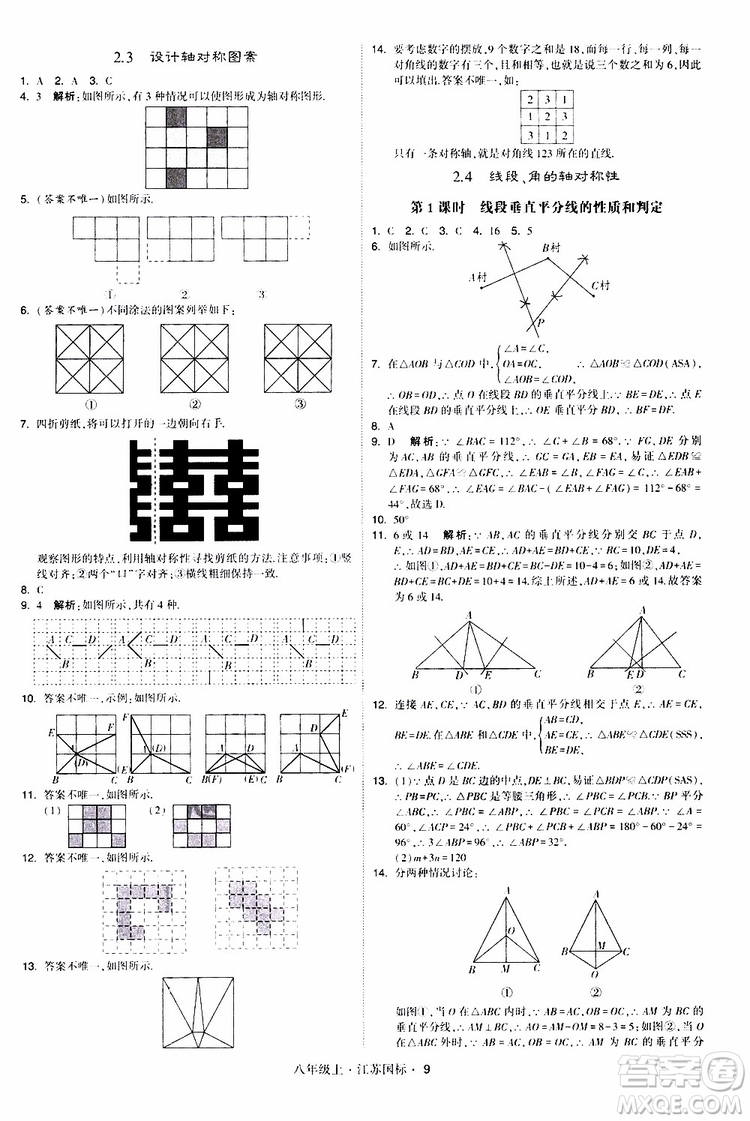 2019年經(jīng)綸學(xué)典學(xué)霸題中題八年級上冊數(shù)學(xué)江蘇國標修訂版參考答案