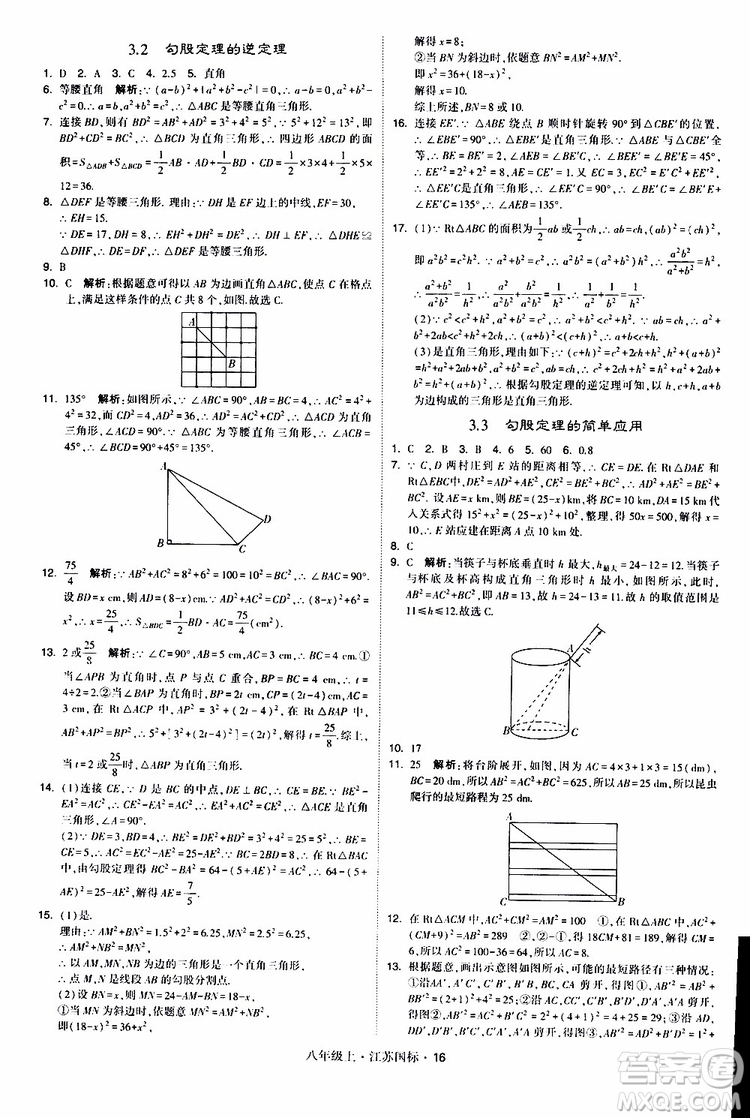 2019年經(jīng)綸學(xué)典學(xué)霸題中題八年級上冊數(shù)學(xué)江蘇國標修訂版參考答案
