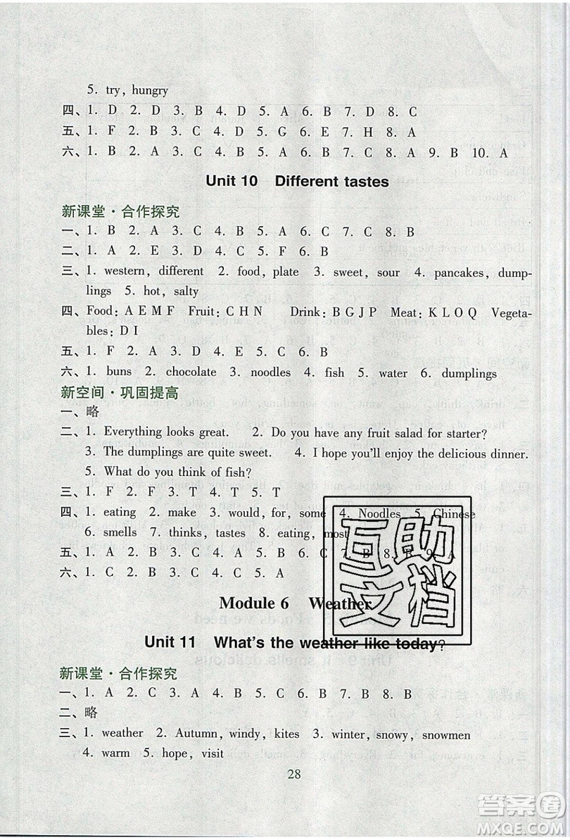 2019南方新課堂金牌學案五年級英語上冊教育科學版答案