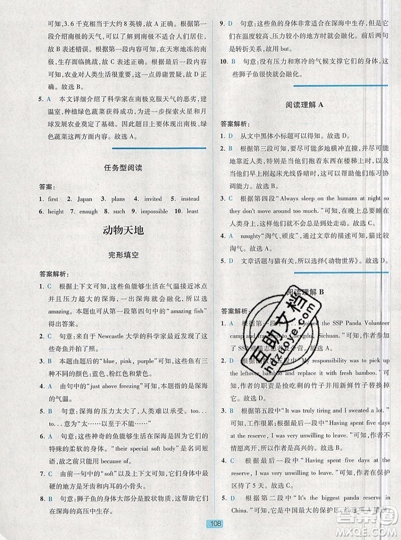 江蘇人民出版社2019點津英語天天練英語時文閱讀8年級第四輯參考答案