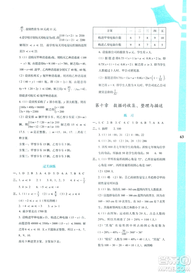 陜教出品2019暑假作業(yè)與生活七年級數(shù)學A版答案