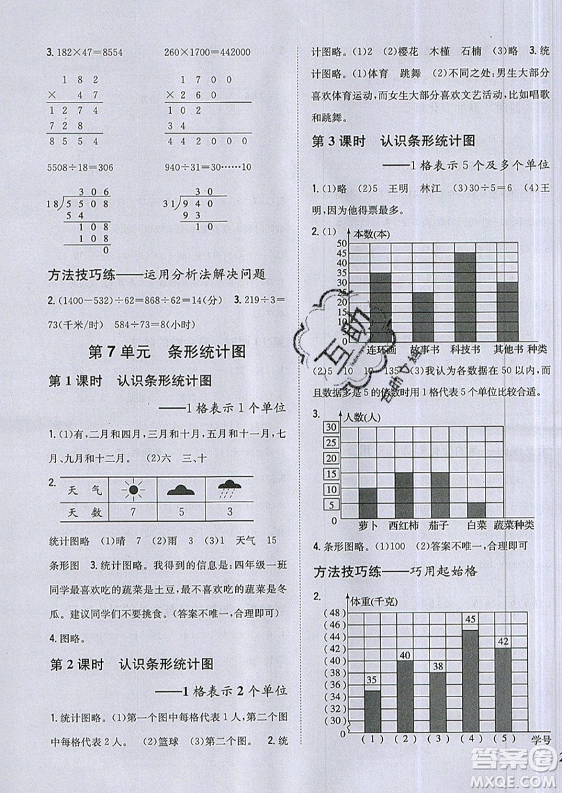 吉林人民出版社2019小學(xué)題幫數(shù)學(xué)四年級(jí)上冊(cè)新課標(biāo)人教版參考答案