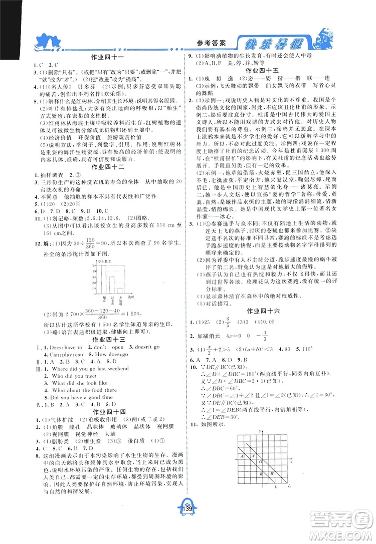 四川大學(xué)出版社2019快樂暑假七年級(jí)通用版合訂本答案
