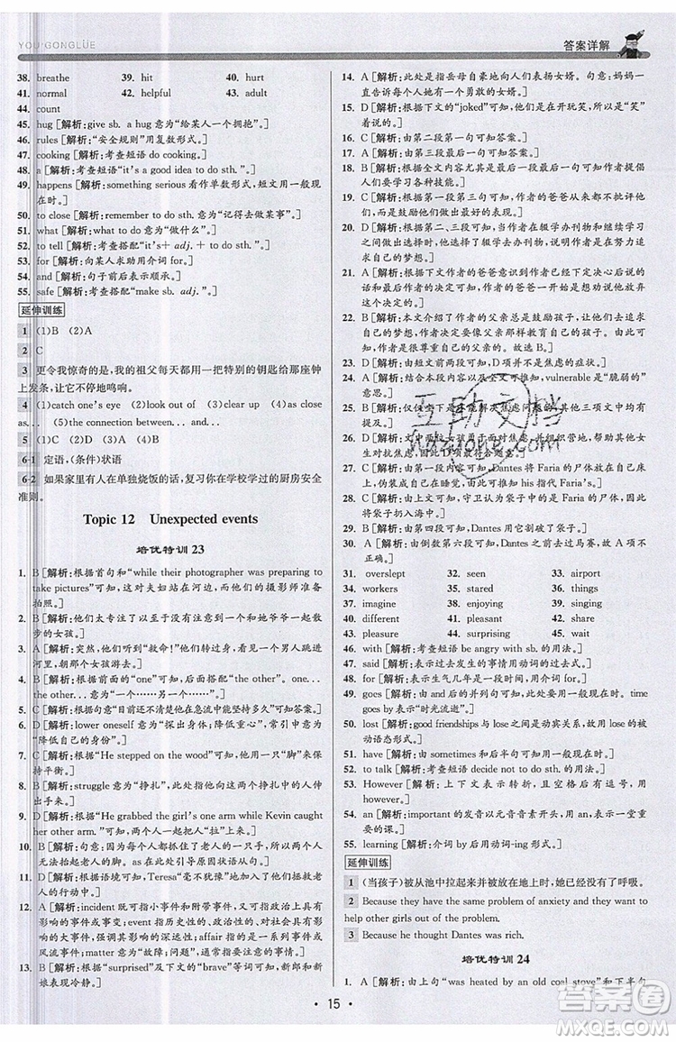 志明教育2019新版優(yōu)+攻略人教版RJ九年級(jí)英語全一冊(cè)參考答案