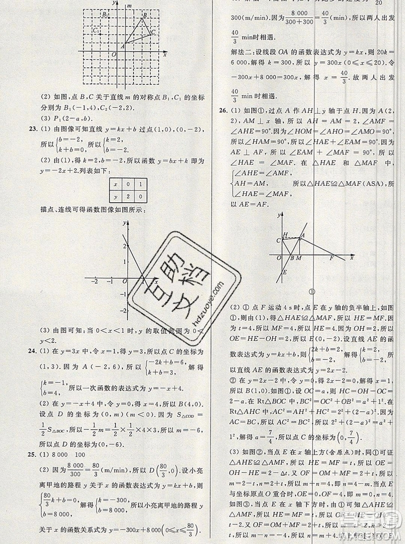 2019年秋亮點給力大試卷八年級上冊數(shù)學蘇教版答案