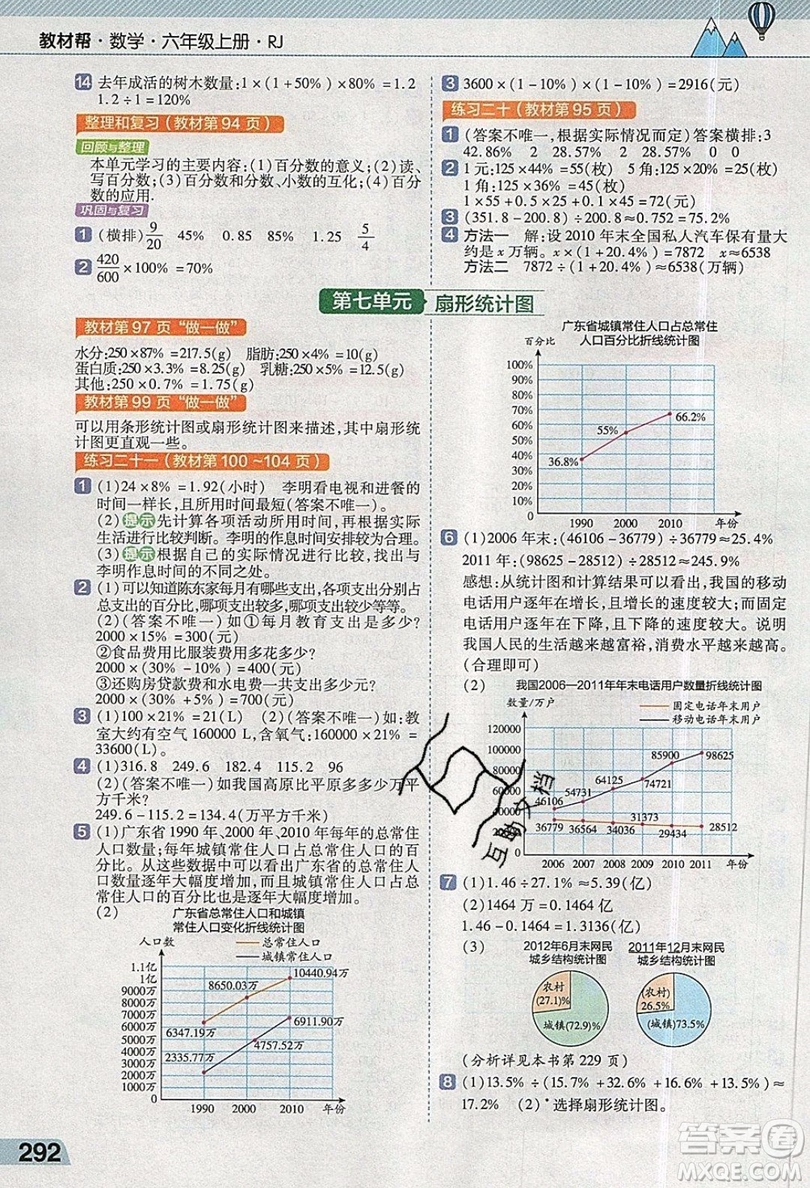 天星教育2019教材幫小學數(shù)學六年級上冊人教PJ版參考答案